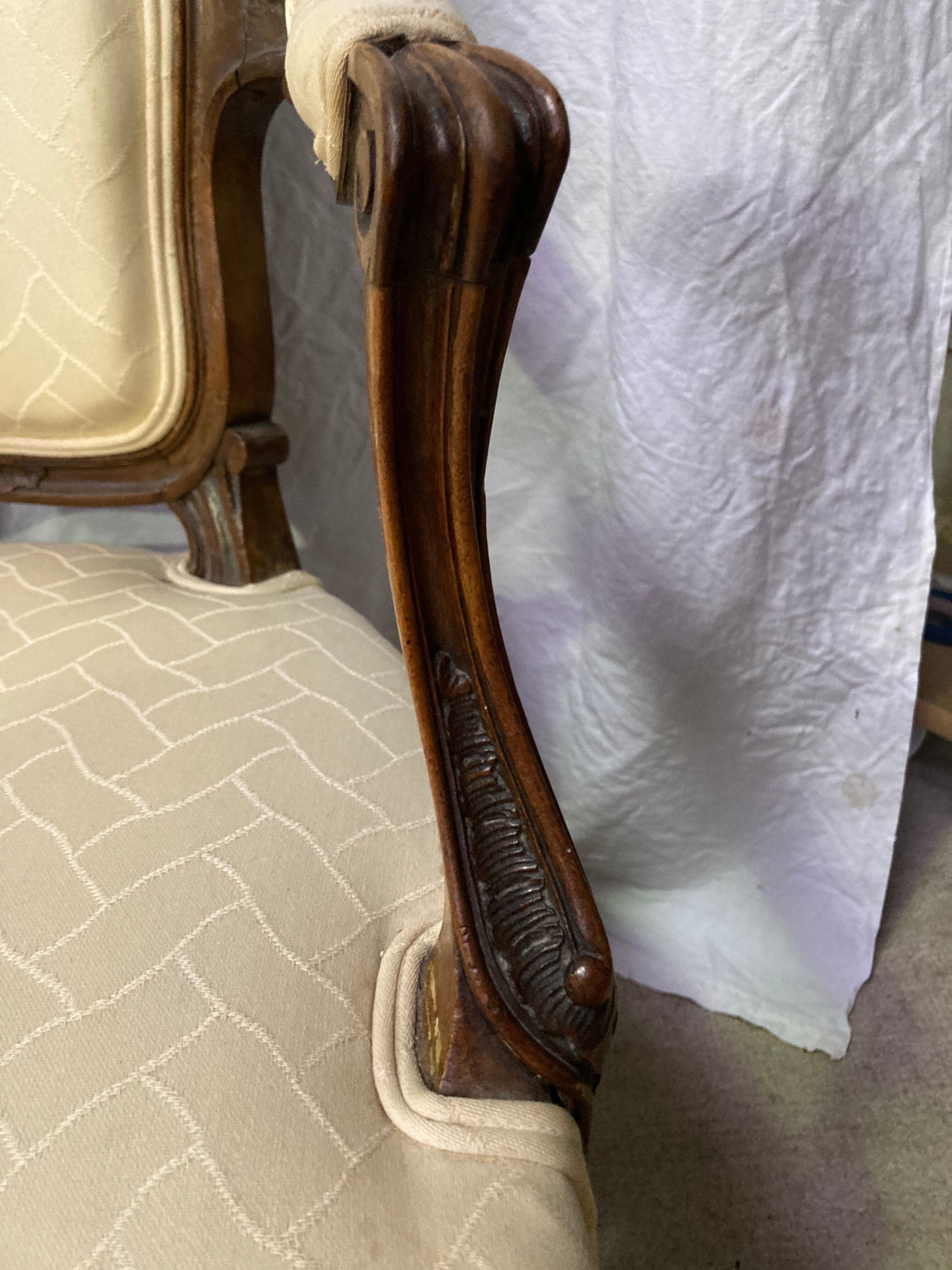 Pair of armchairs style Louis XV beige