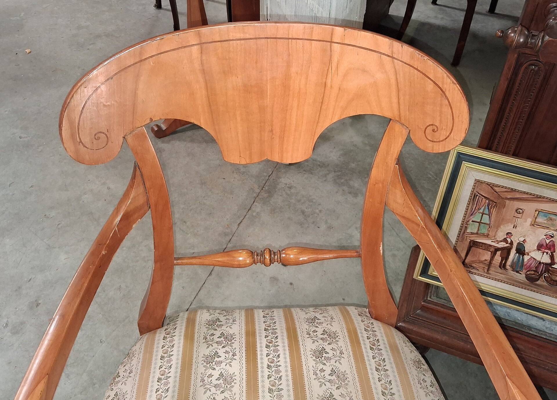 Pair of Biedermeier armchairs in light wood – 19th century