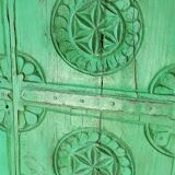 Old green wooden door