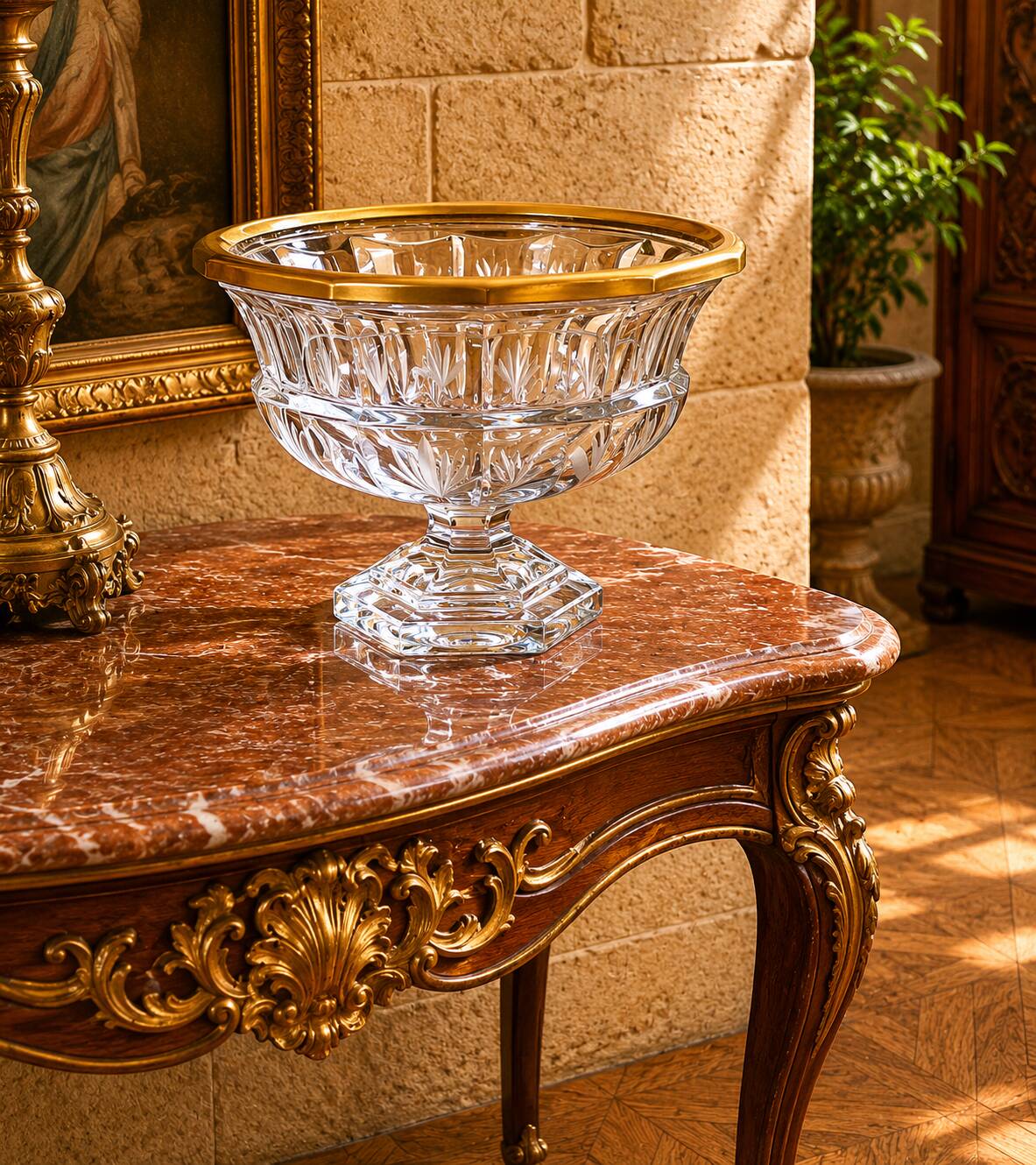 Cut Crystal Cup on a Gilded Base