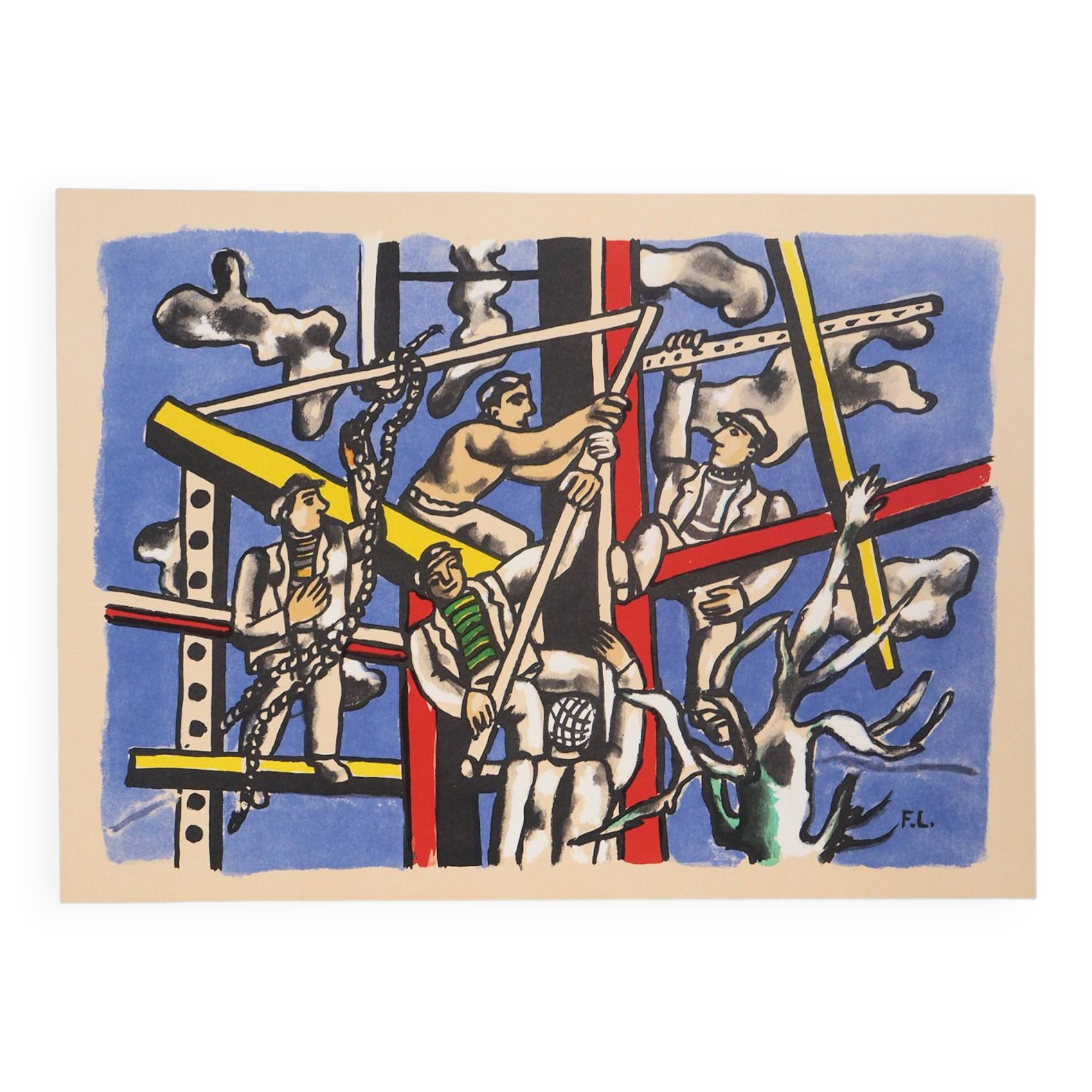 Fernand LEGER - Les Constructeurs, 1985 - Affiche lithographique