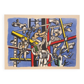 Fernand LEGER - Les Constructeurs, 1985 - Affiche lithographique signée