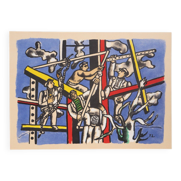 Fernand LEGER - Les Constructeurs, 1985 - Affiche lithographique signée