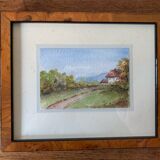 Watercolor countryside landscape