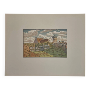 Lithographie par Henri - vieux moulin