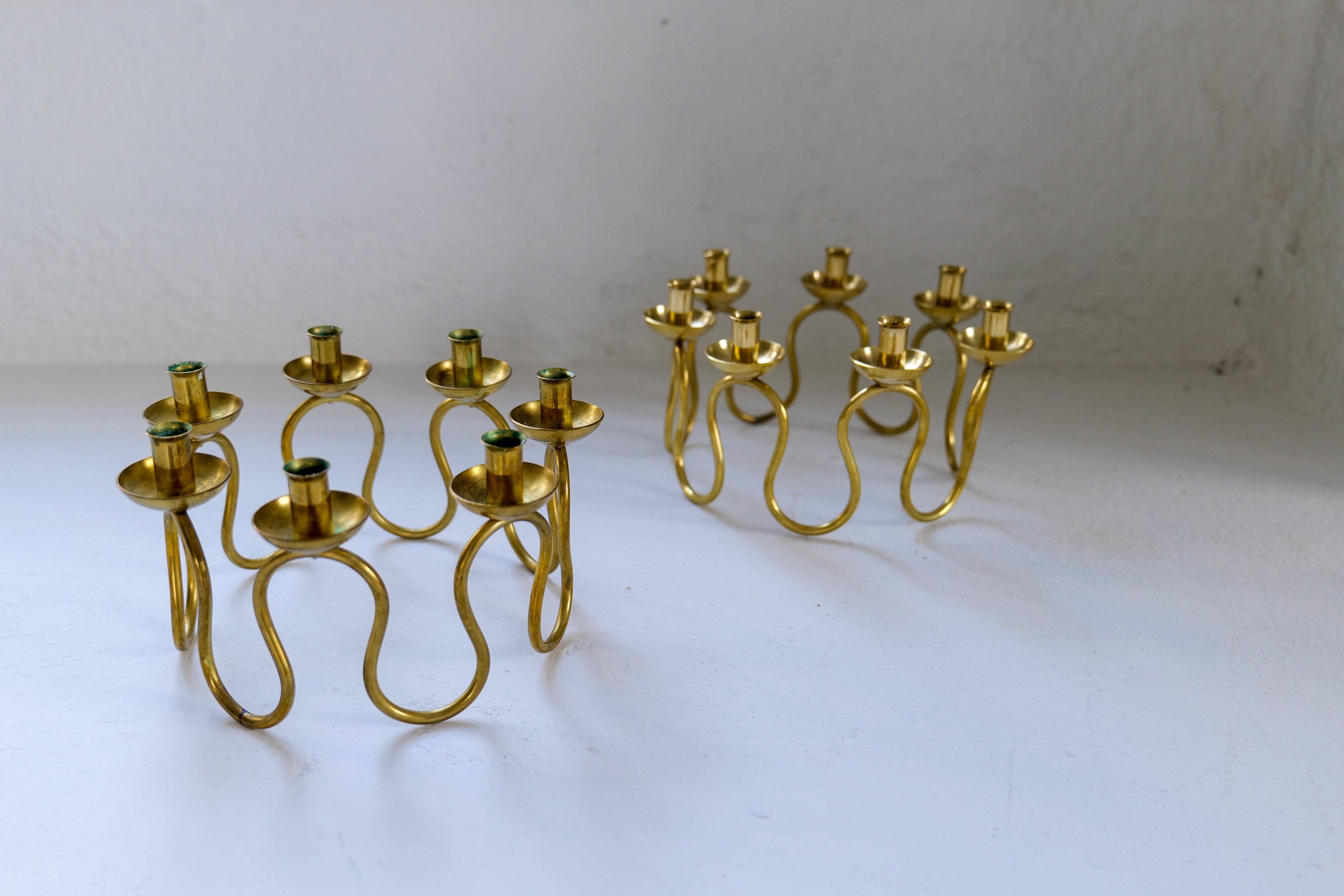Art Deco brass chandeliers by Lars Holmström in Arvika, Sweden.