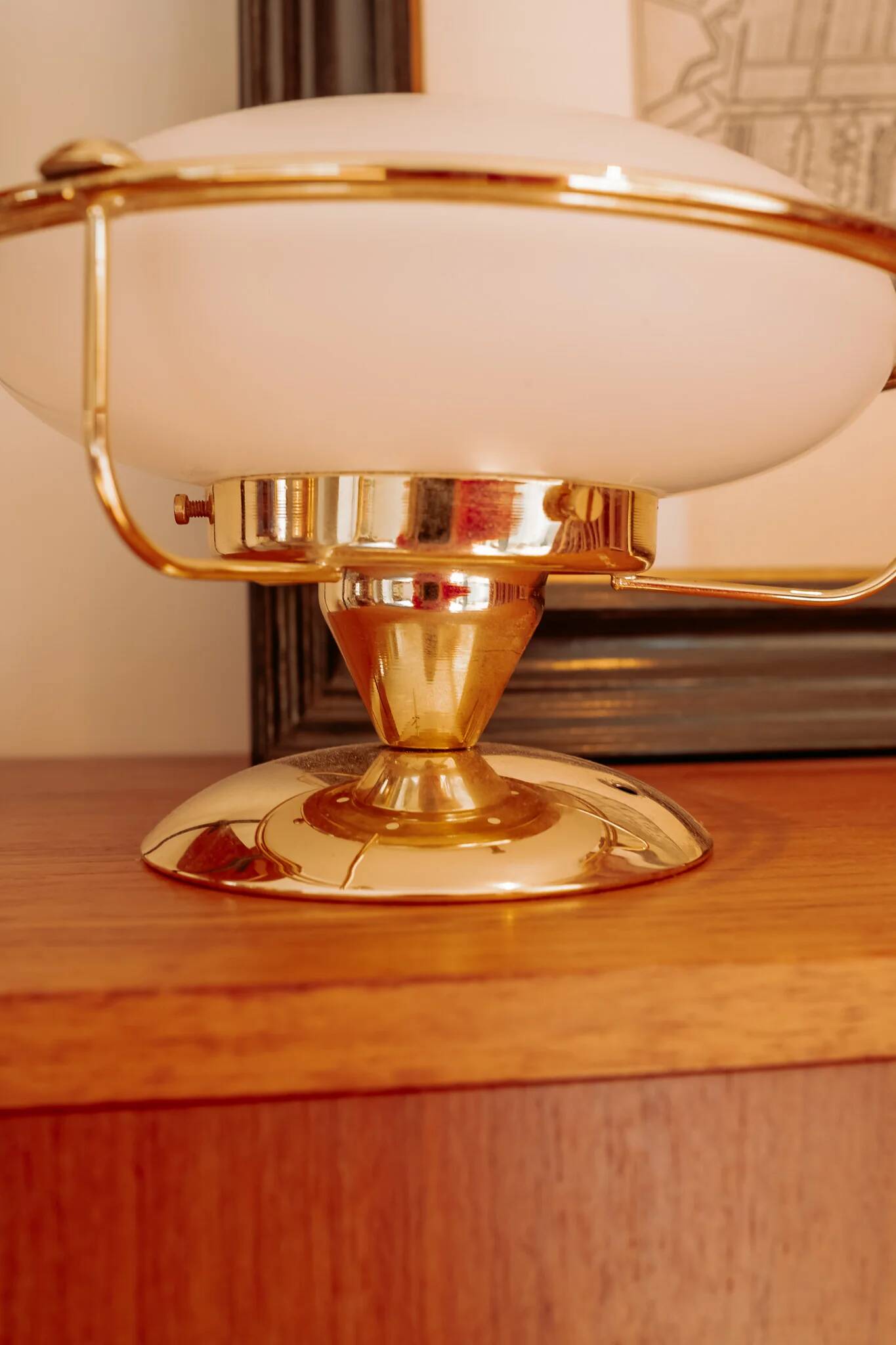 Vintage ceiling light Steinhauer with opal glass