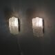 Pair of vintage Scandinavian wall lamps in bubbled glass 1960