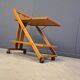 Vintage Italian foldable wooden serving cart, 1980s