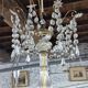 8-bulb string chandelier with crystal drops
