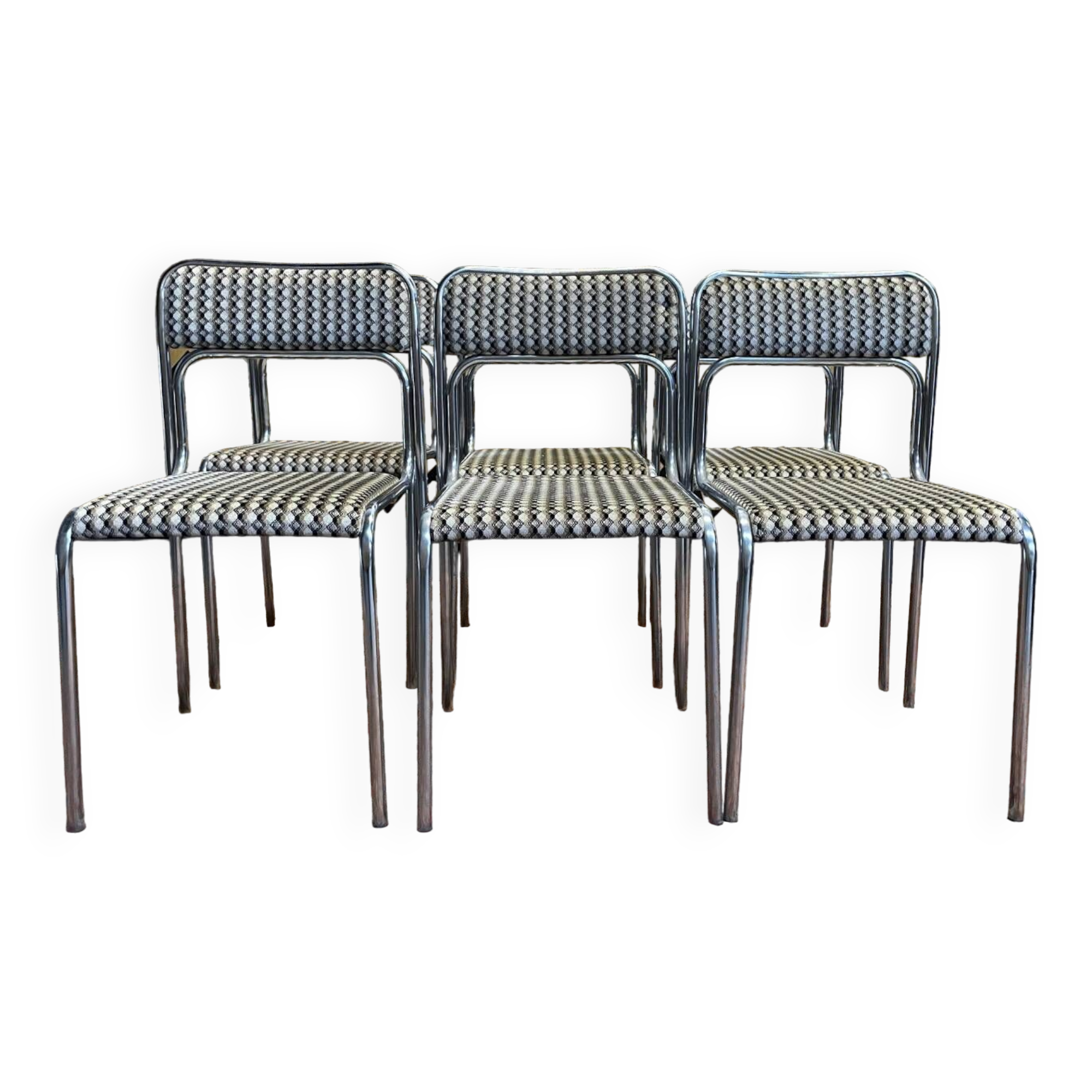 Suite de 6 chaises vintages 1970 chromées