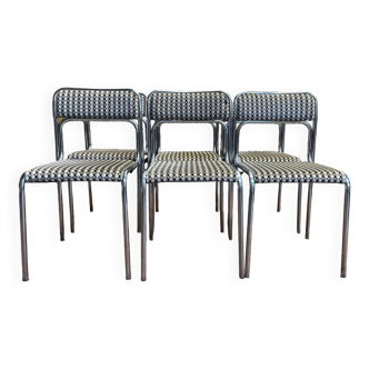 Suite de 6 chaises vintages 1970 chromées