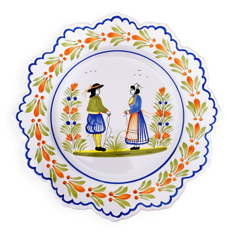 Hb quimper-plate earthenware wall decoration