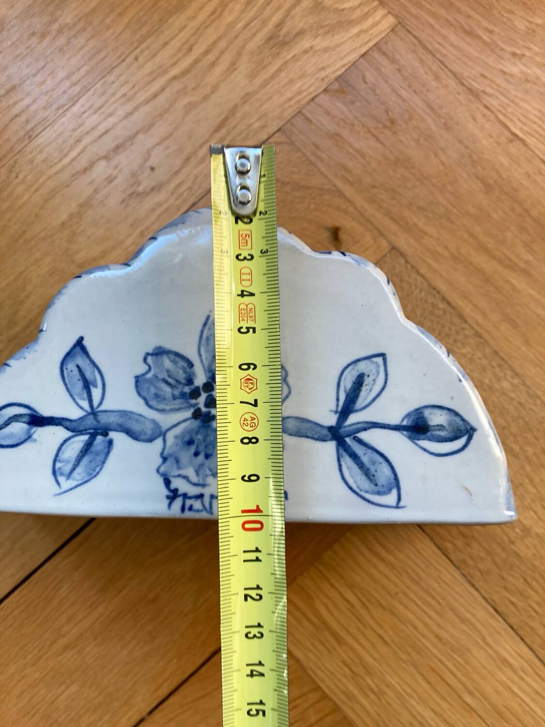 Pair of ceramic flower pots - flower picks with blue floral motifs