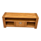 Solid pine wood TV unit stained with drawer and storage.