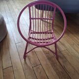 Pink rattan children's armchair