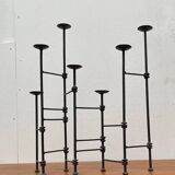 Mid-century brutalist extendable wrought iron floor chandelier, 1960s.