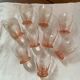 9 glasses vintage liqueur with pink glass.