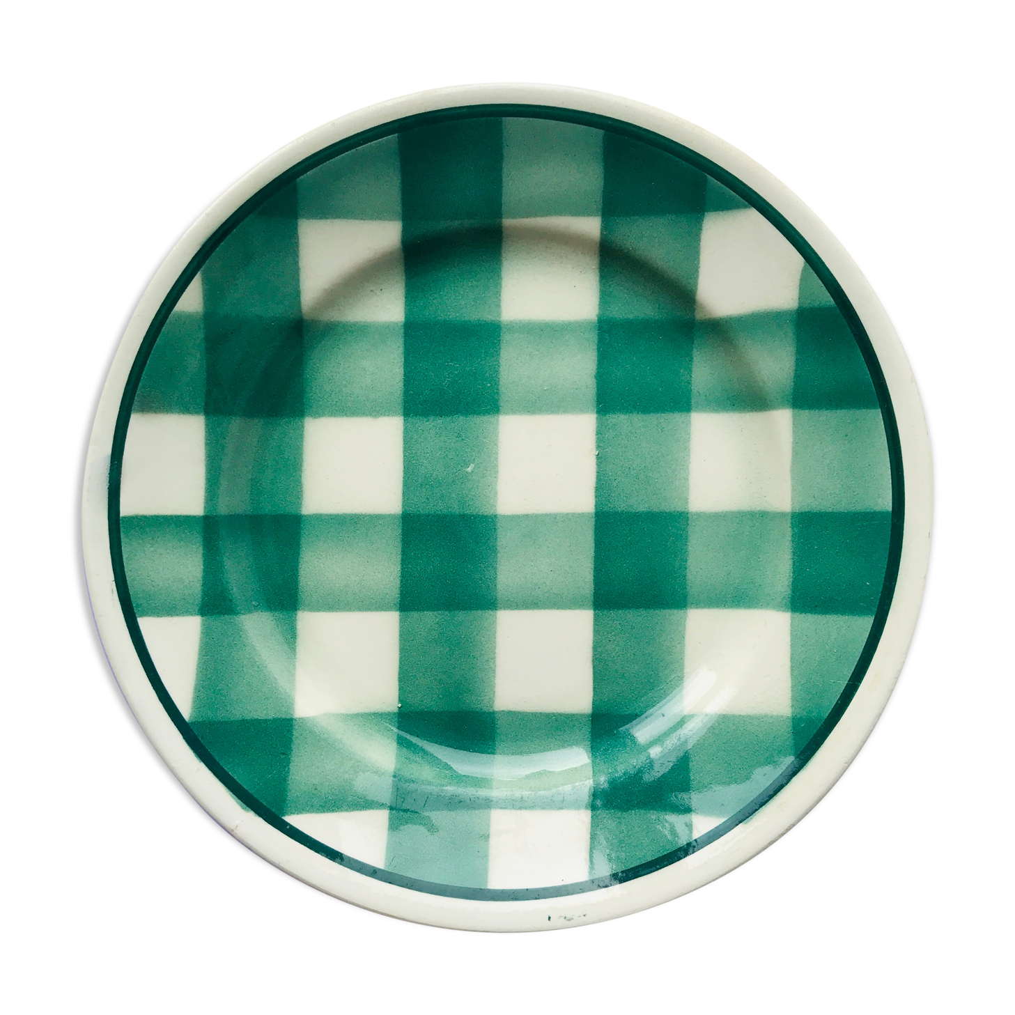 Small green tile plate new givors faiencerie