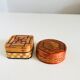 Pair of straw marquetry boxes