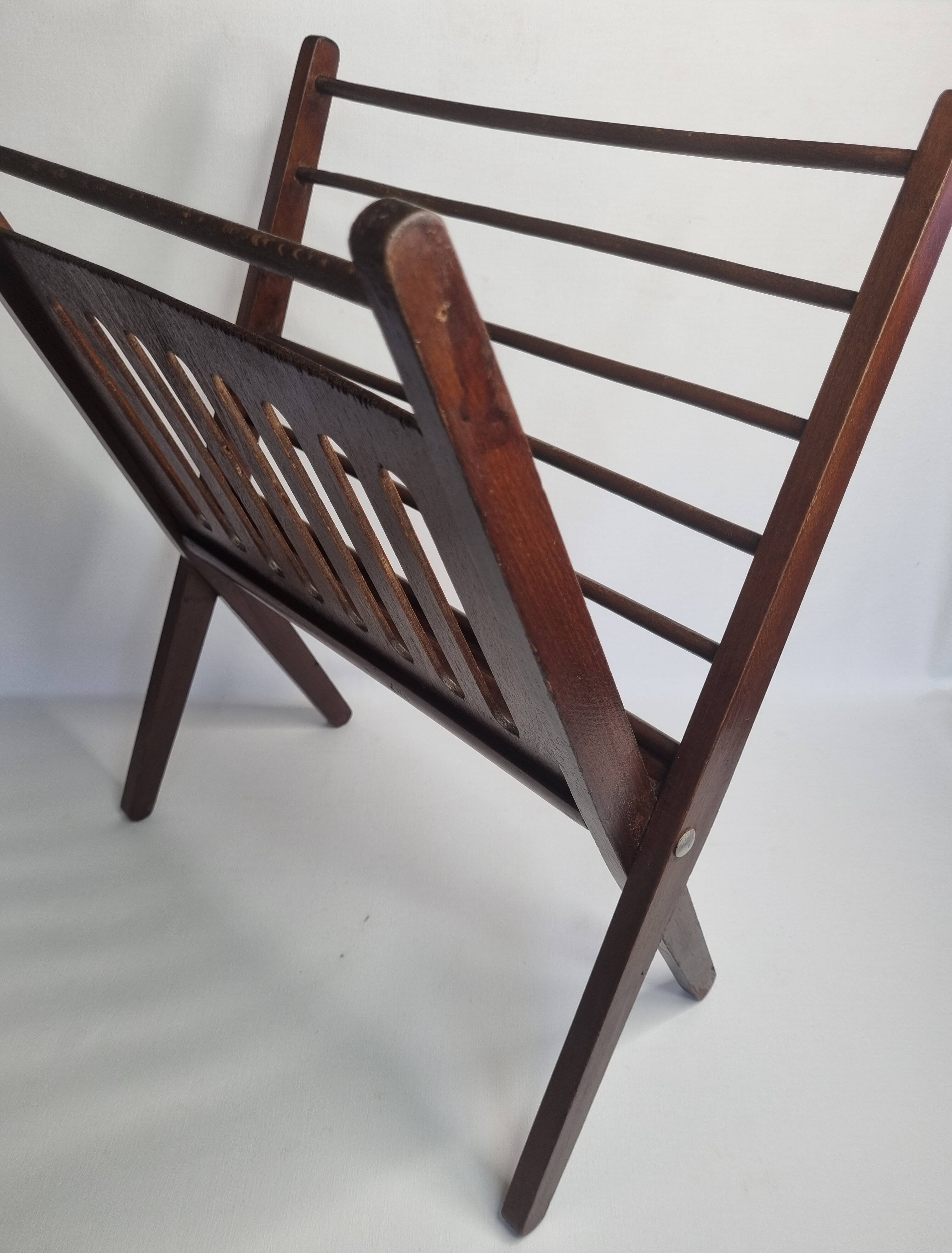Folding teak magazine holder by Cees Braakman