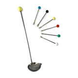 Set of seafood cutlery (ladle and 6 peaks) colorful 60s