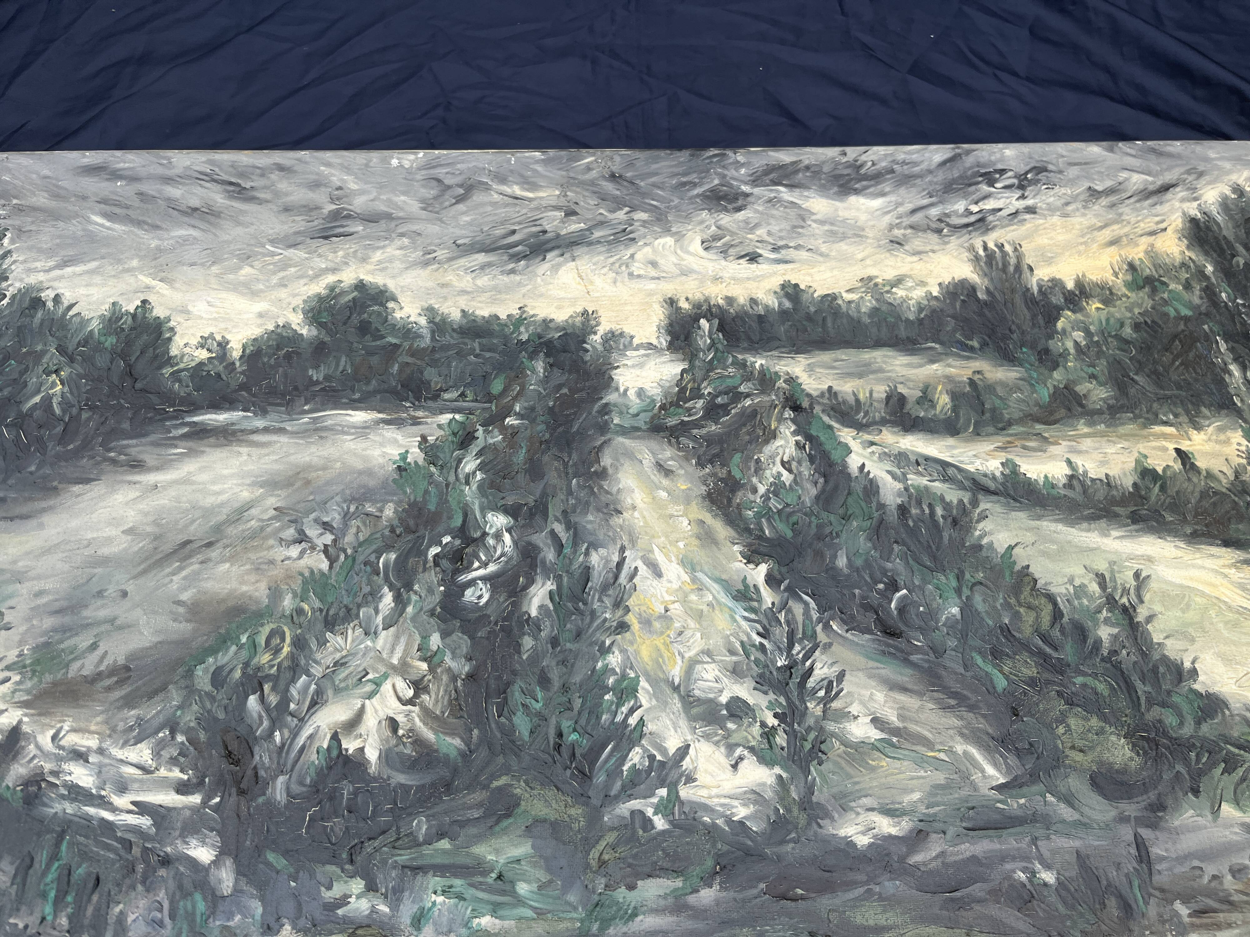 Expressionist landscape painting, signed, 92 x 65 cm