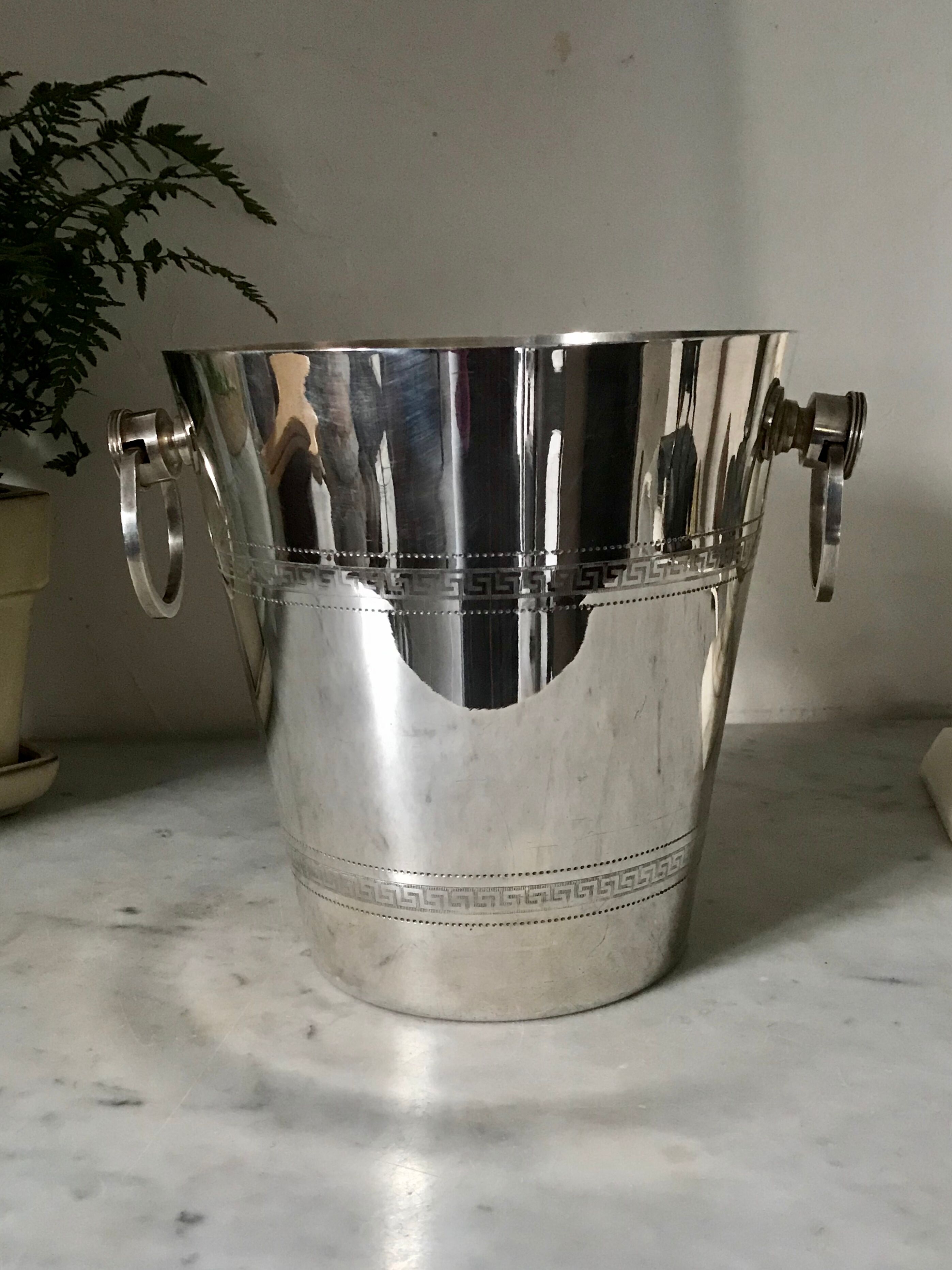 Silver metal champagne bucket
