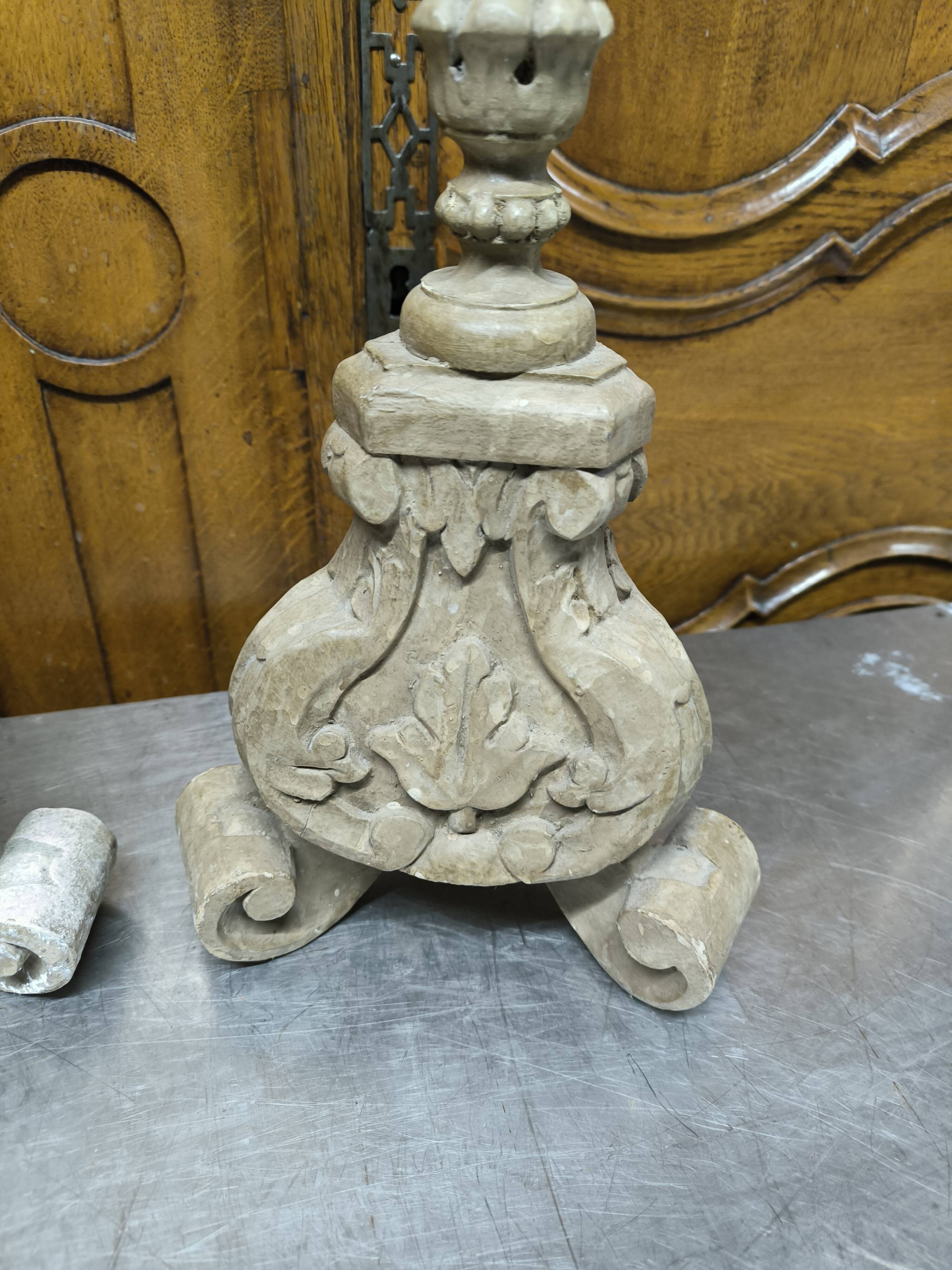 Pair of wooden candlesticks