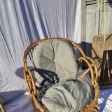 Pair of vintage rattan armchairs