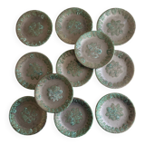 11 flat ceramic plates from Petit Massé Morvan.