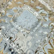Old small square wall light ceiling fixture with transparent vintage glass.