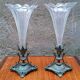 Pair of cornucopia vases in bronze and crystal, 19th century.