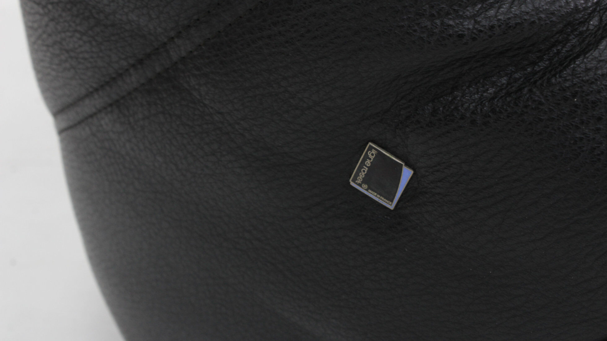 Vintage Togo Ligne Roset 3 seater sofa black leather by Michel Ducaroy 1990s