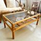 Coffee table 1960s/70s - smoked glass / bamboo / rattan / wicker
