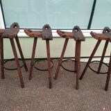 set of 4 bar stool - Rustic - Bois Fer