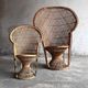 Set of 2 Emmanuelle rattan armchairs — natural beige rattan with black accents, large & small