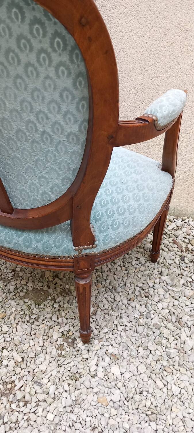 Pair of Louis XVI style medallion armchairs