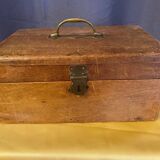 Old wooden box early 20th century market box with brass handle