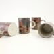 Lot of 4 espresso cups and 4 sub cups in Japanese "Raku" style