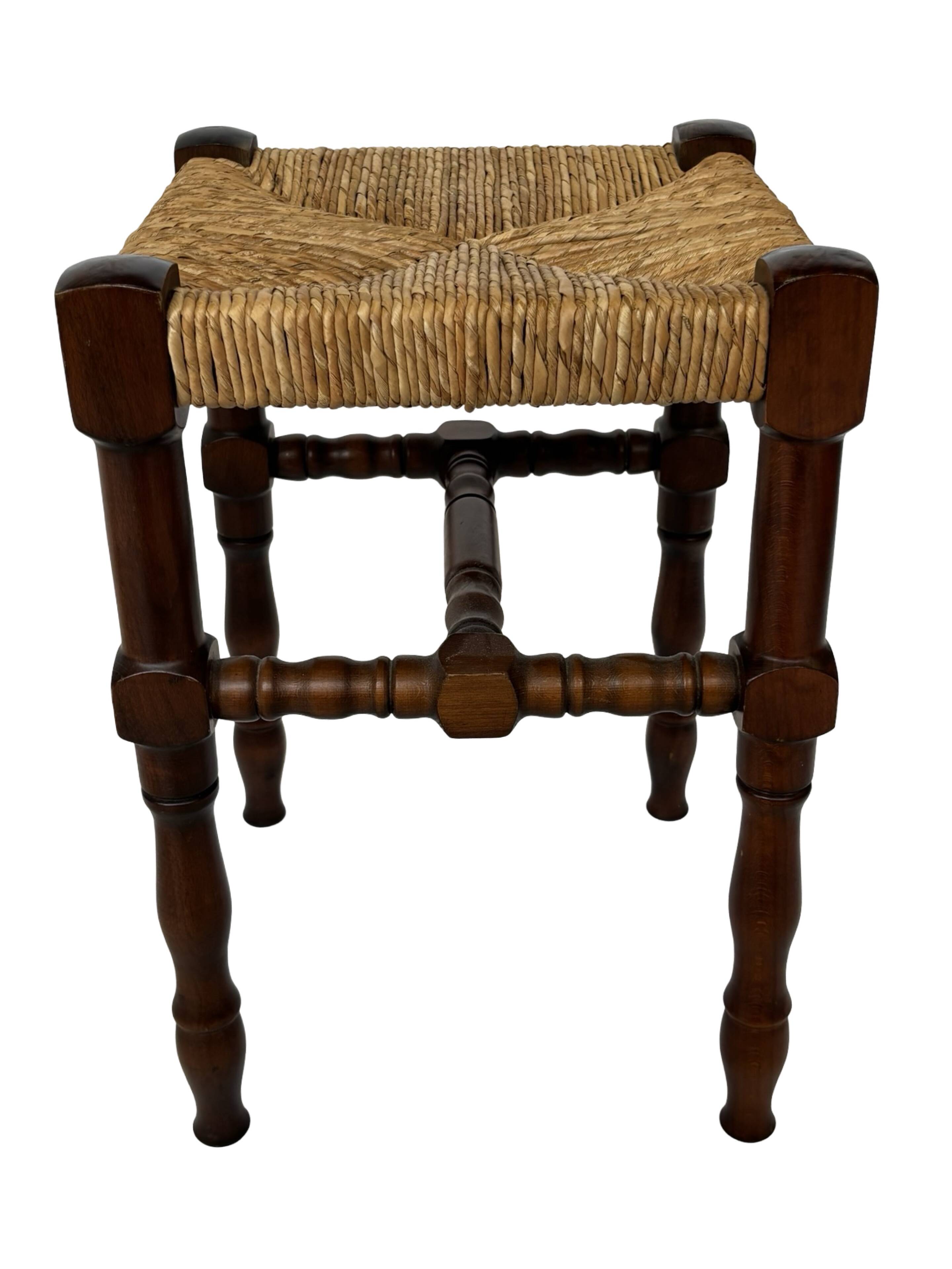 Tabouret vintage table d'appoint design brutaliste années 60 chêne foncé