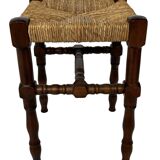 Tabouret vintage table d'appoint design brutaliste années 60 chêne foncé