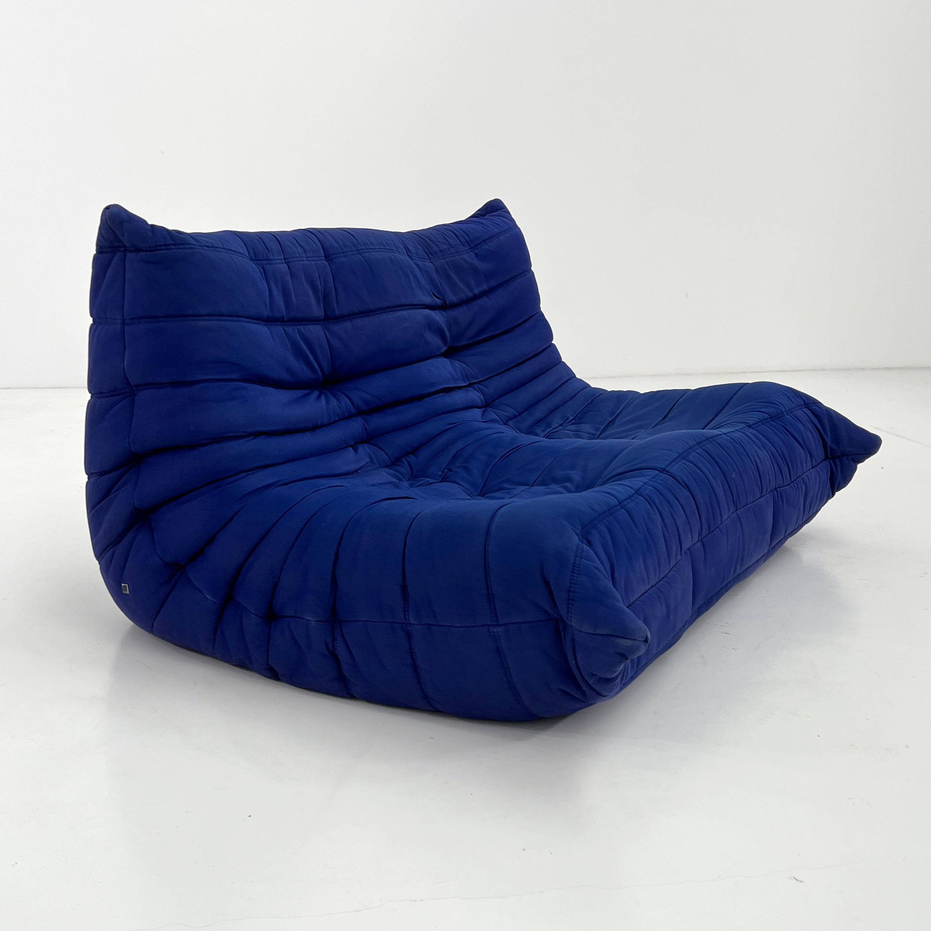 Togo 2 royal blue chairs by Michel Ducaroy for Ligne Roset, 1970