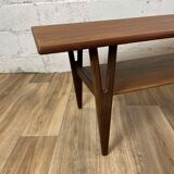 Vintage Scandinavian teak coffee table with bobbin legs, 60s
