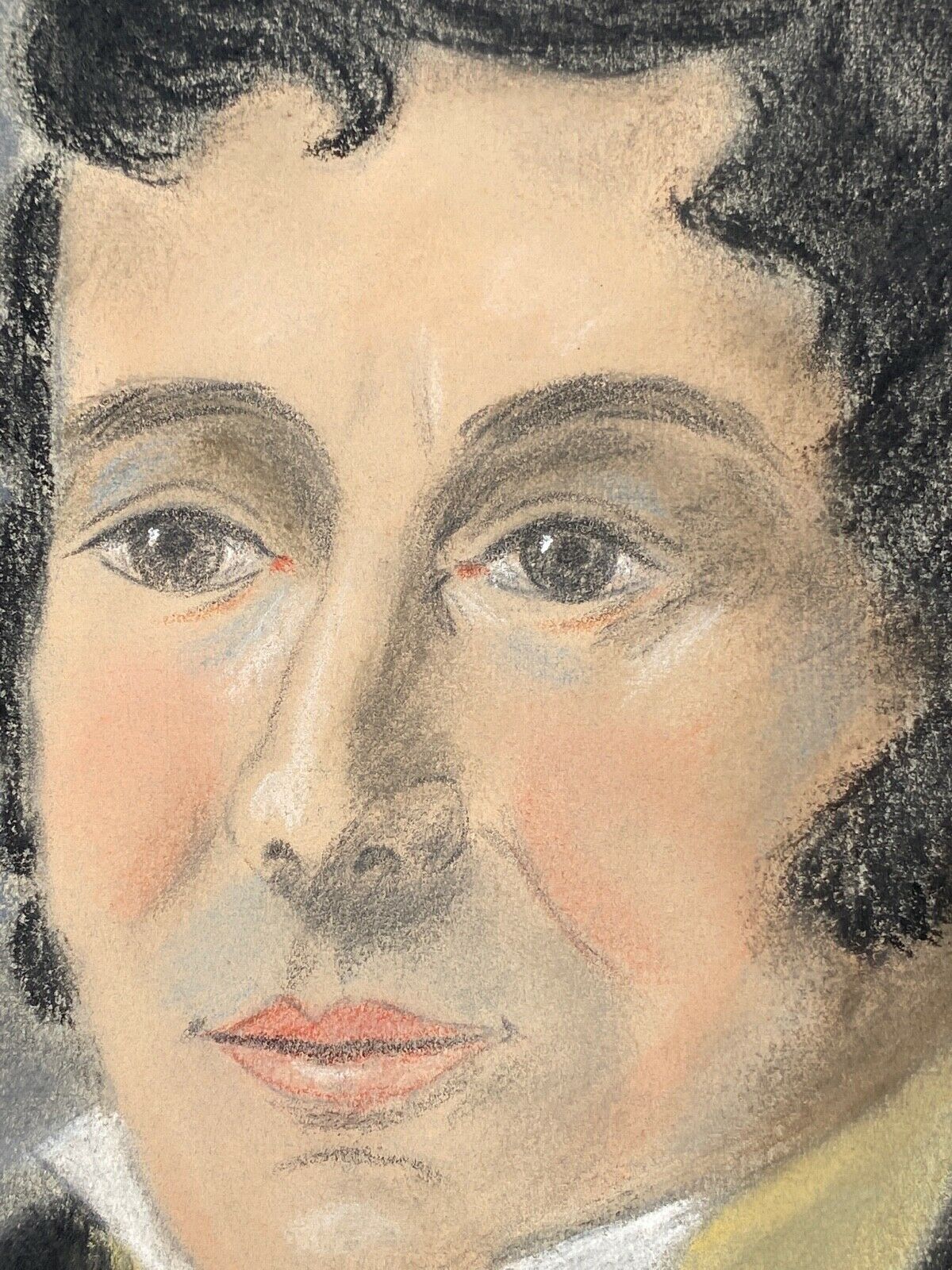 Watercolor on paper portrait man frock coat oval frame dore