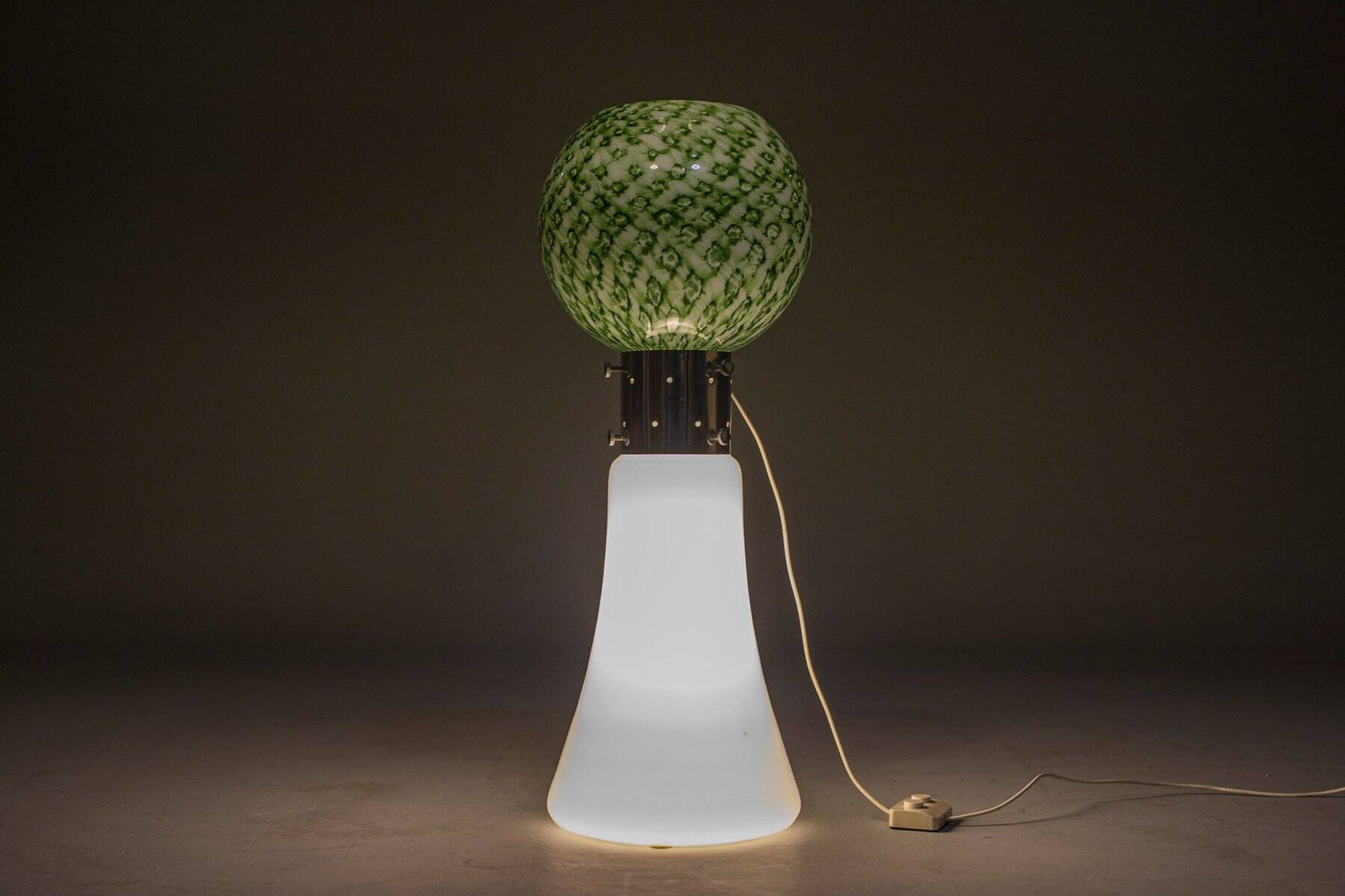 Murano floor lamp in green glitter glass attributed to Mazzega, 1960s