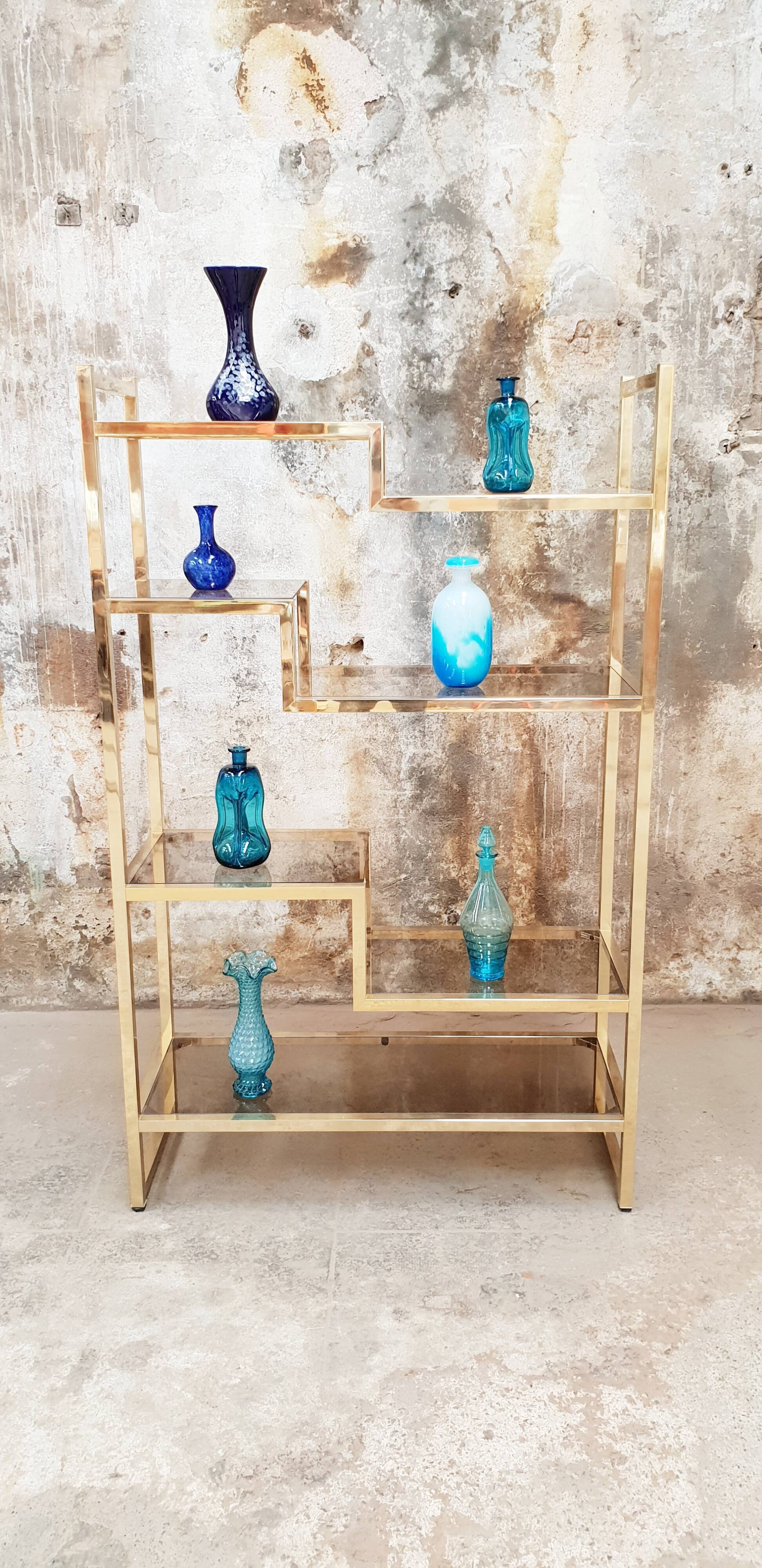 Vintage glazed brass shelf