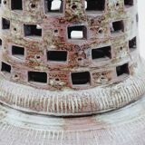 Vintage lamp foot in openwork ceramic email brown gray signed