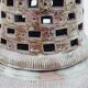Vintage lamp foot in openwork ceramic email brown gray signed