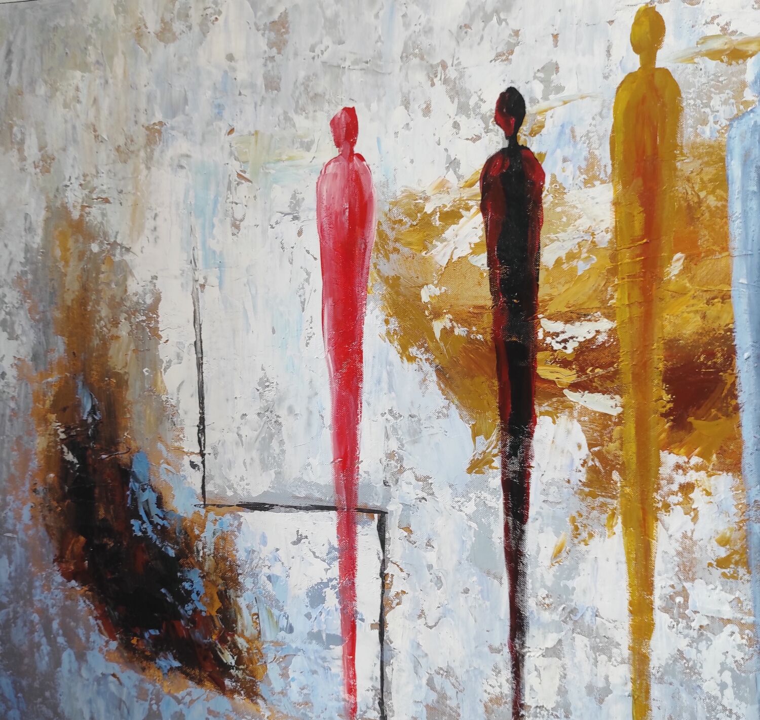 Tableau contemporain abstrait "Stades d'achèvement"